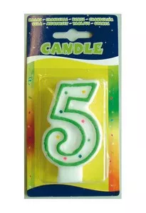 Kaars wit-stip nr. 5 (18 stuks)