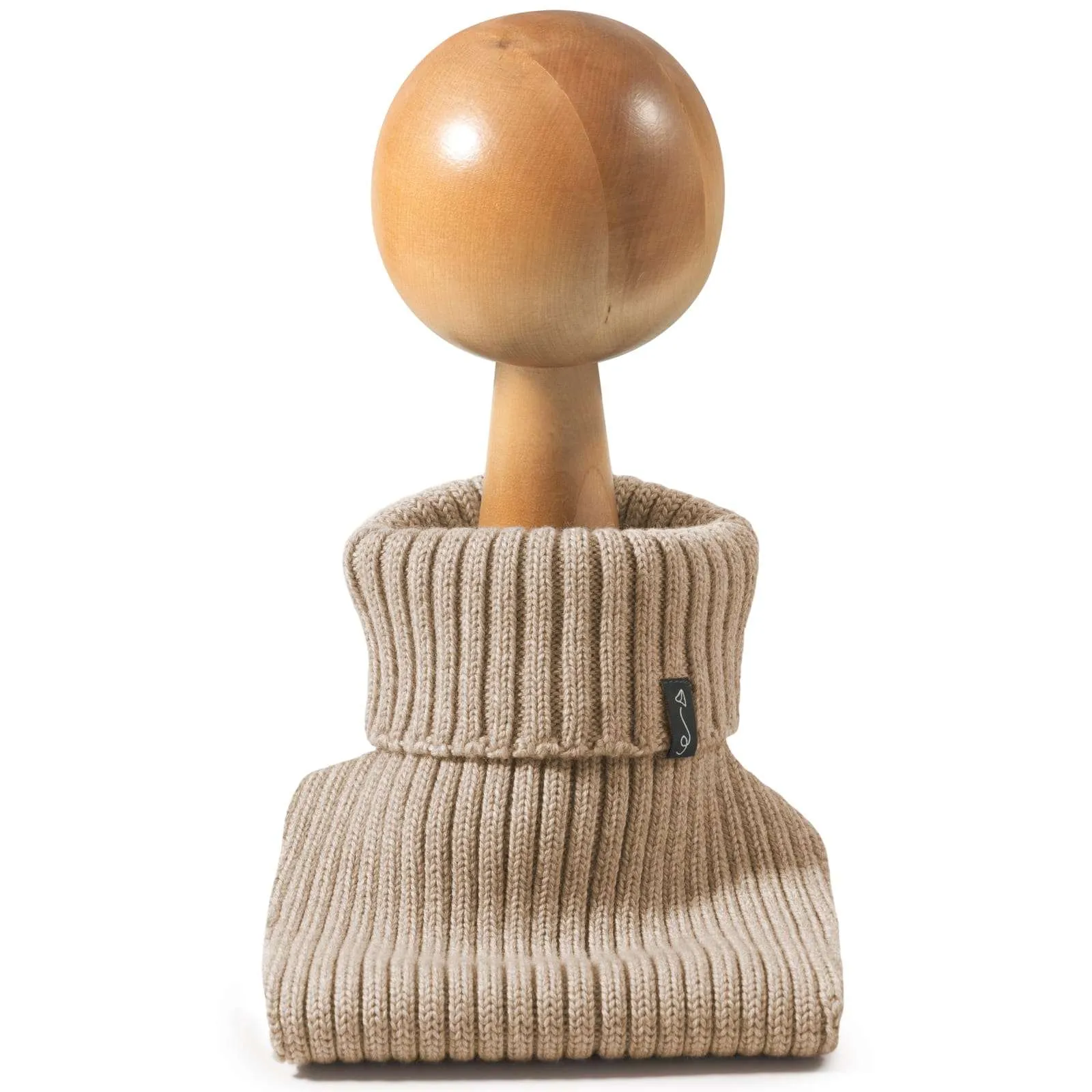 Rollkragen-Schal aus Merinowolle – Beige Melange – Bild 3