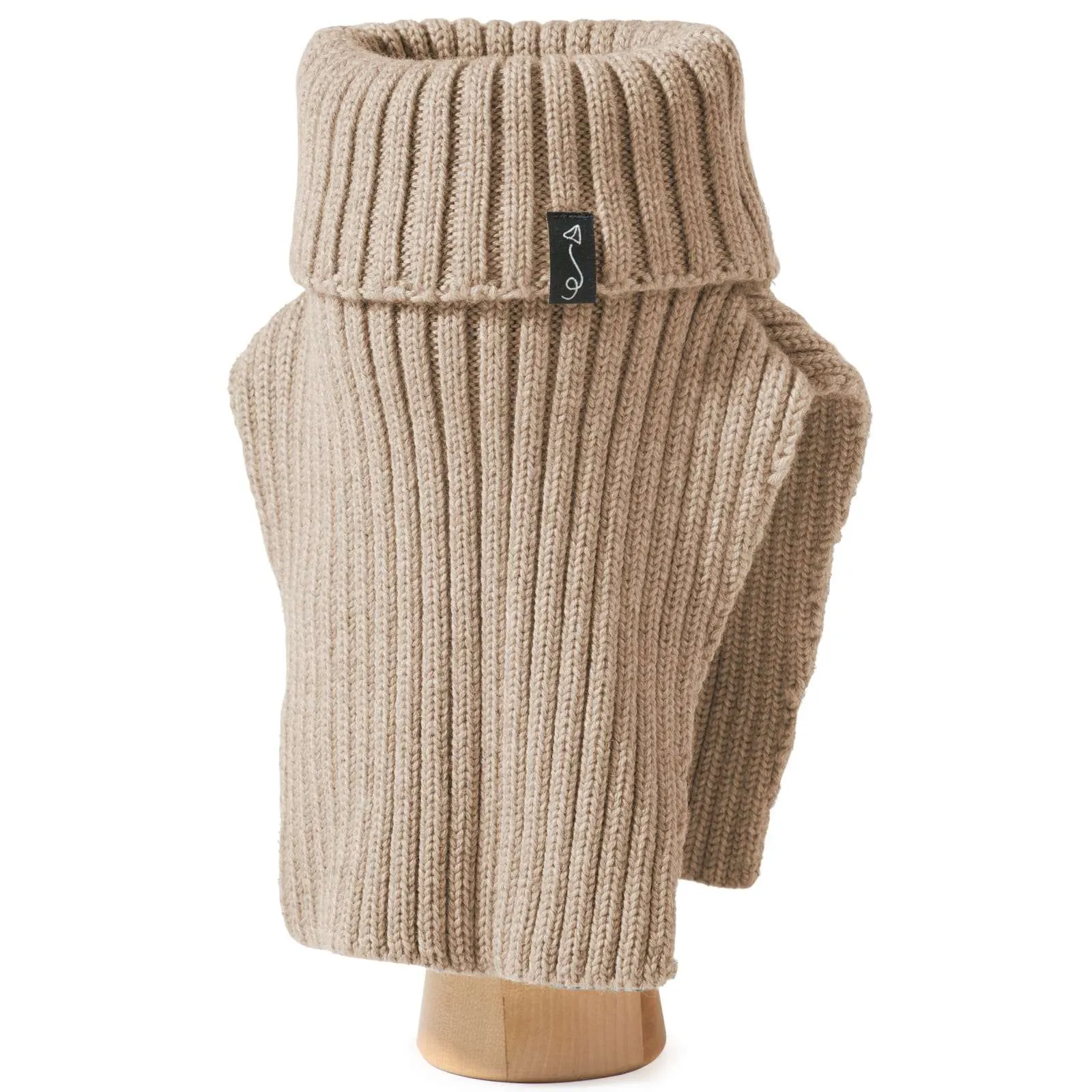 Rollkragen-Schal aus Merinowolle – Beige Melange – Bild 4