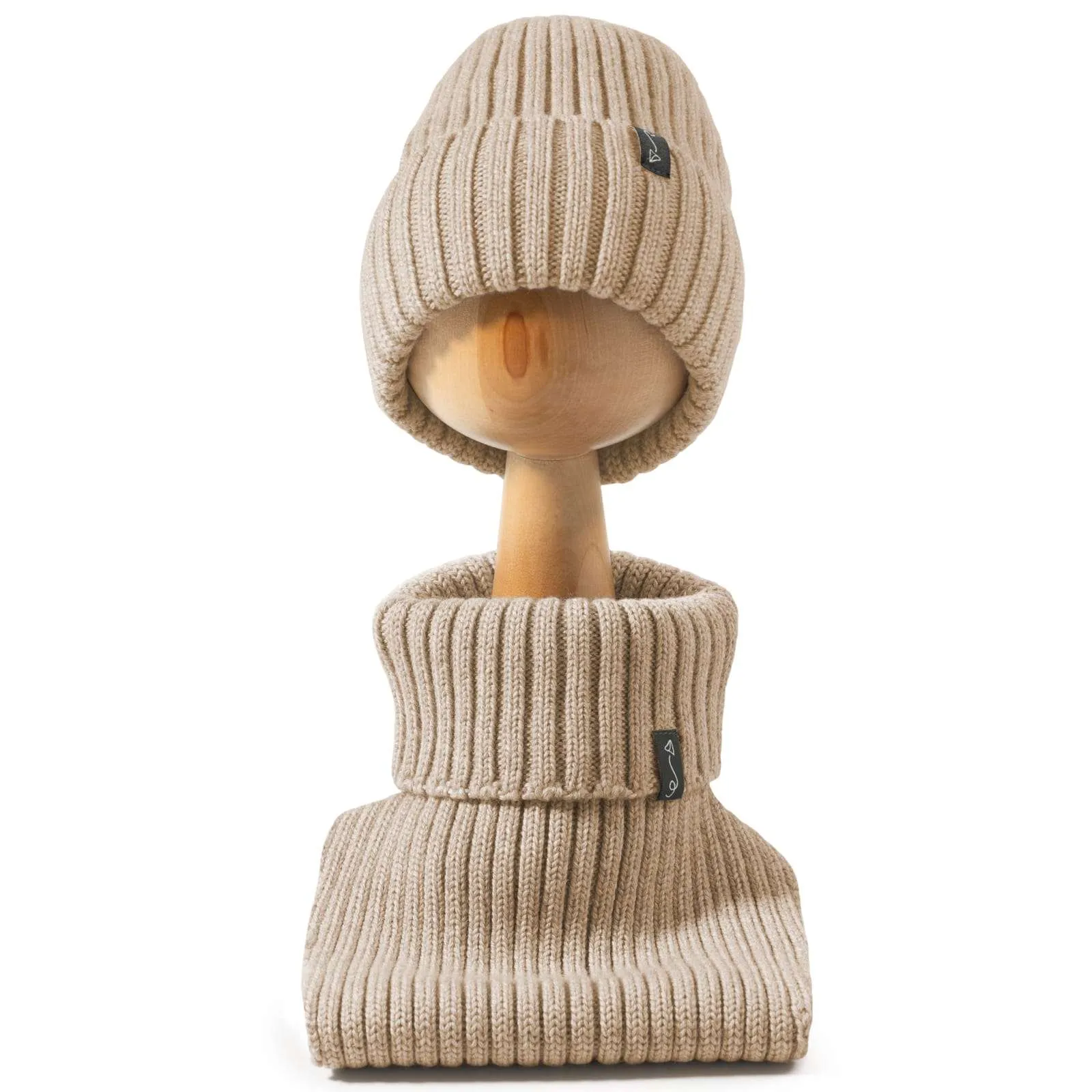 Rollkragen-Schal aus Merinowolle – Beige Melange – Bild 5