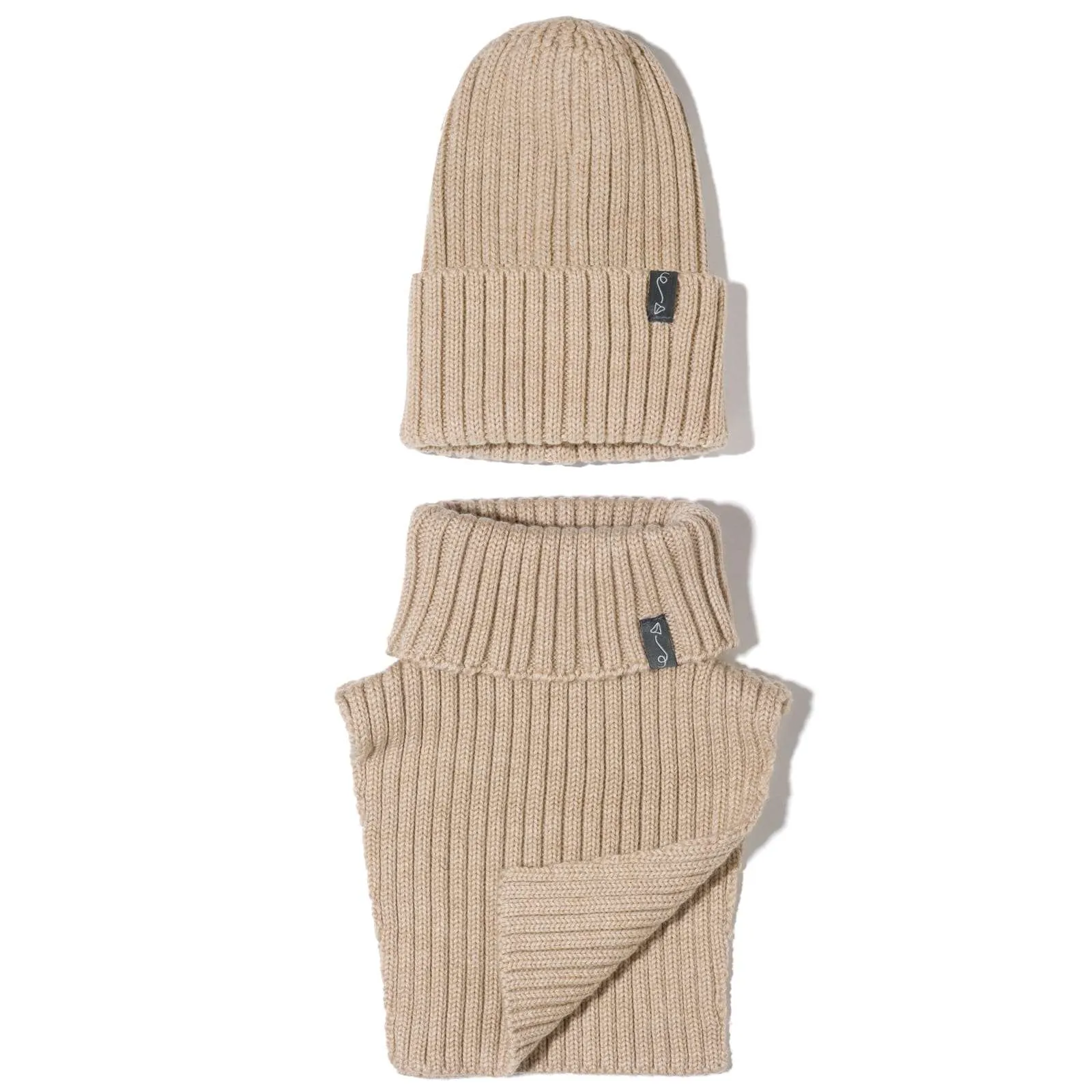 Rollkragen-Schal aus Merinowolle – Beige Melange – Bild 7