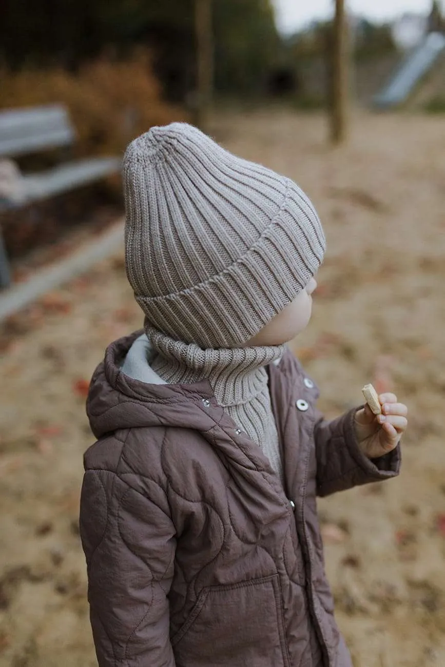 Rollkragen-Schal aus Merinowolle – Beige Melange – Bild 2