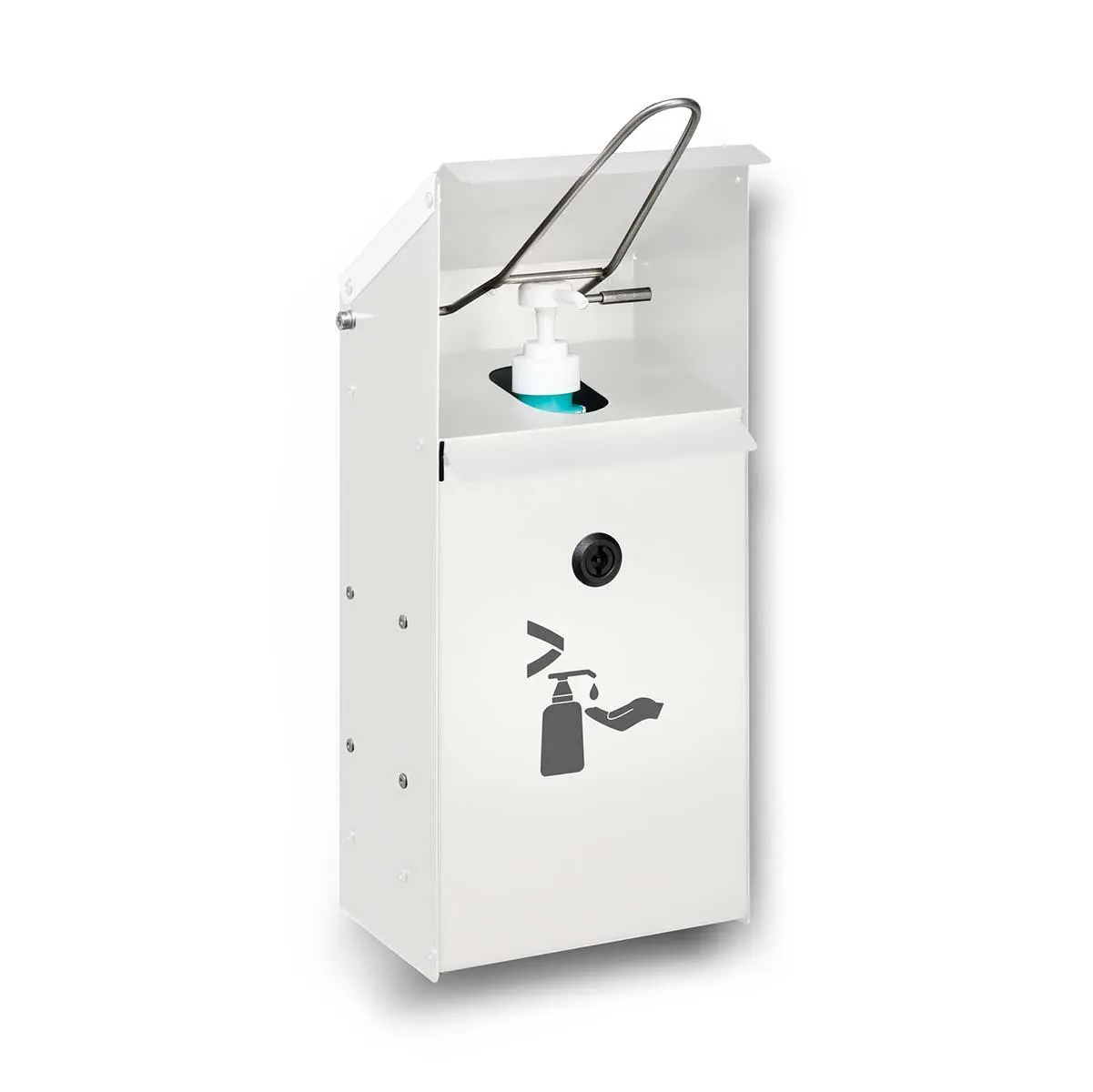 Handdesinfektionsmittelspender aus Stahl, hygienisch, für 500/1000 ml Euroflaschen – Bild 2