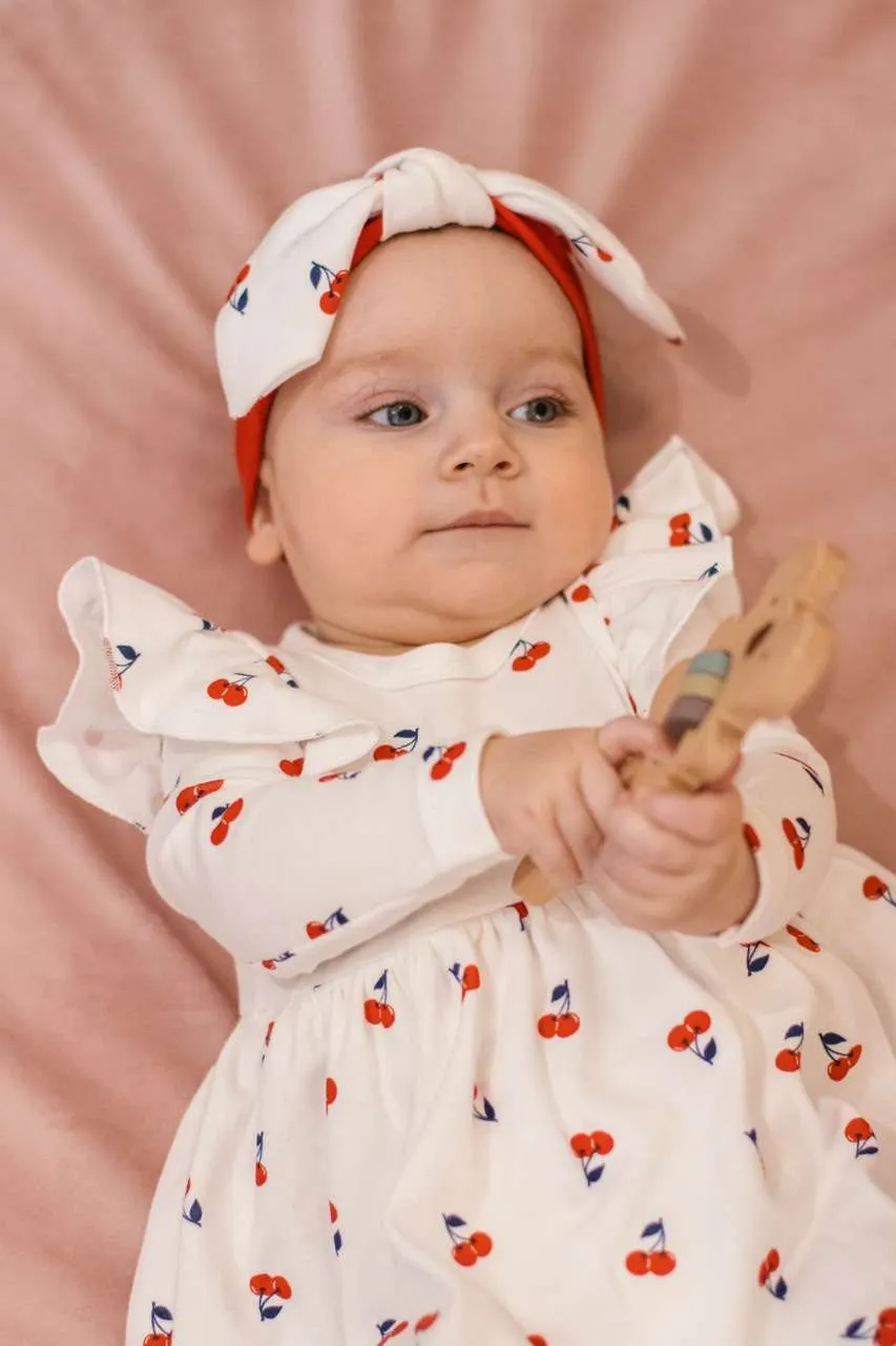 Elastisches Stirnband mit Schleife (2 Stück) – Cherries – Bild 5