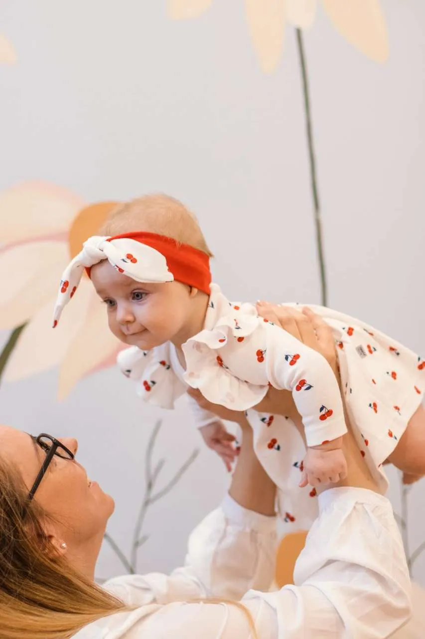 Elastisches Stirnband mit Schleife (2 Stück) – Cherries – Bild 6