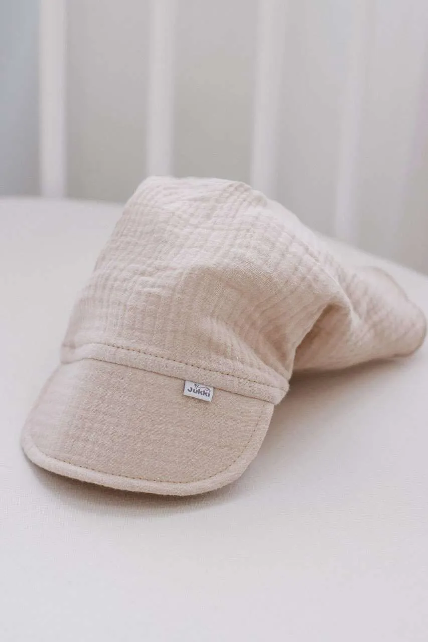 Musselin Sonnenblende mit Band zum Festbinden – Beige – Bild 2