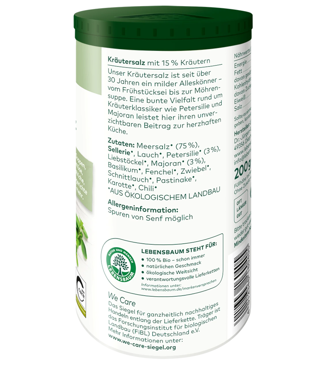 Kräutersalz demeter, Streudose 200g – Bild 3