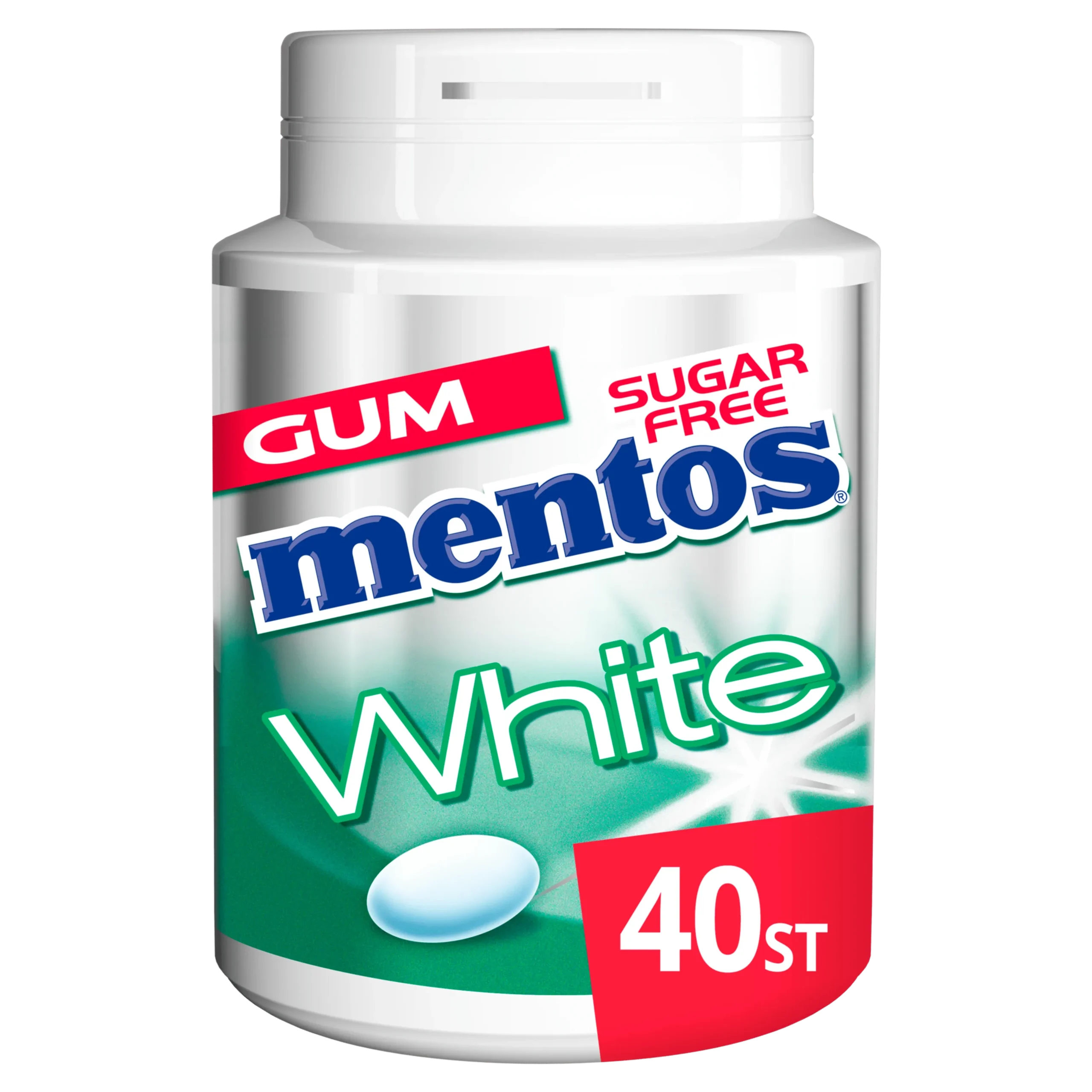 Mentos Gum White Green Mint Bottle (6x 40 stuks)