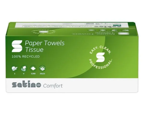 Satino comfort handdoekje Z-vw 25x23cm 2 laags helder wit (3200 stuks) – Bild 2