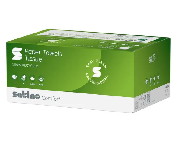 Satino comfort handdoekje Z-vw 25x23cm 2 laags helder wit (3200 stuks)