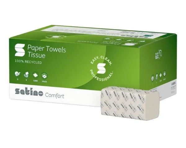 Satino comfort handdoekje Z-vw 25x23cm 2 laags helder wit (3200 stuks) – Bild 3