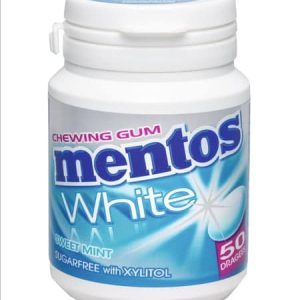 Mentos Gum White Sweet Mint 75g Bottle x 6